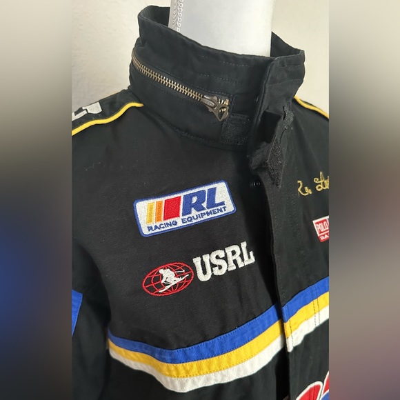 🔥NWT POLO RALPH LAUREN Women’s Multi-Patch Racer Black Bomber Jacket Sz M - Picture 10 of 16